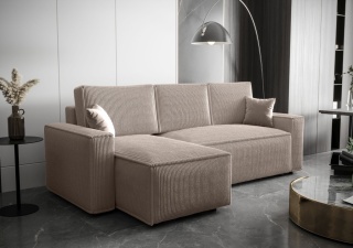 Narożnik z funkcją spania Ambro L, z pojemnikiem na pościel