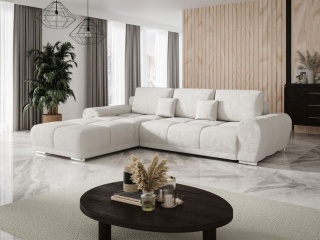 Narożnik z funkcją spania do salonu Bega L, z pojemnikiem na pościel