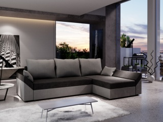 Narożnik do salonu rozkładany Dante L prawy, z pojemnikiem, kształt L