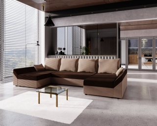 Narożnik rozkładany do salonu Dante U, z pojemnikiem, kształt litery U