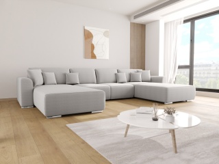 Narożnik do salonu rozkładany Gusto U, z pojemnikiem na pościel