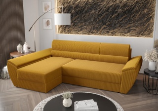 Narożnik z funkcją spania Rebi L3, z pojemnikiem na pościel,