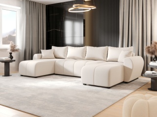 Narożnik z funkcją spania Molisa U, z pojemnikiem na pościel, kształt U