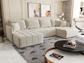 Narożnik z funkcją spania Onil U, ze schowkiem na pościel, nowoczesny i wygodny