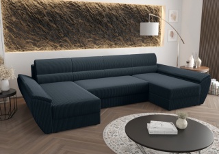 Narożnik z funkcją spania Rebi U4, z pojemnikiem na pościel, w kształcie U