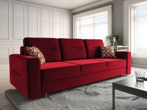 Sofa do salonu z funkcją spania Bergen, tapicerowana, z pojemnikiem