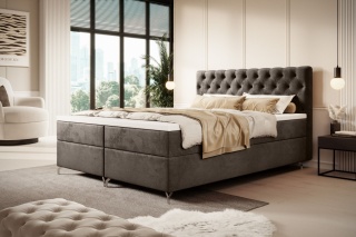 Łóżko podwójne do sypialni Chester ze schowkiem na pościel, tapicerowane i wygodne
