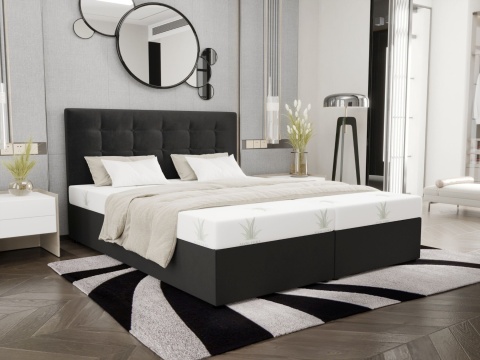 Łóżko podwójne do sypialni Duo 1 tapicerowane z schowkiem na pościel