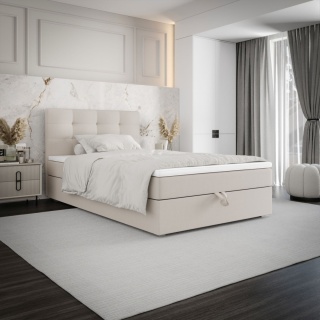 Łóżko podwójne do sypialni Fado 11 ze schowkiem na pościel, minimalistyczne i wygodne