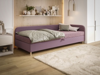 Łóżko pojedyncze do pokoju Miko, małe, z pojemnikiem na pościel