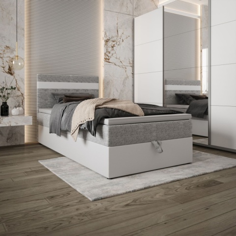 Małe łóżko pojedyncze do pokoju z pojemnikiem Modena, tapicerowane