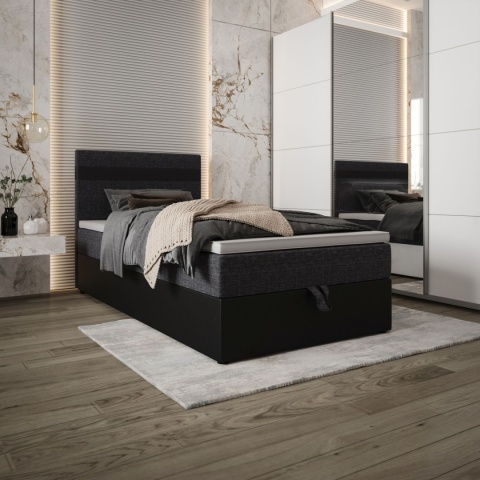 Małe łóżko pojedyncze do pokoju z pojemnikiem Modena, tapicerowane