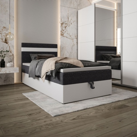 Małe łóżko pojedyncze do pokoju z pojemnikiem Modena, tapicerowane