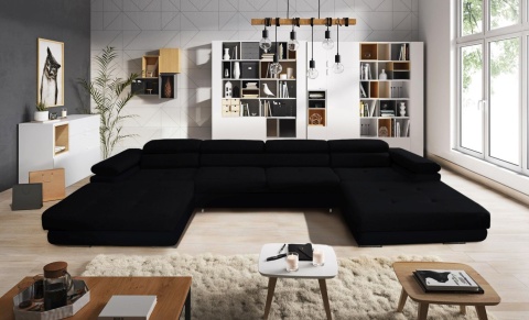 Narożnik z funkcją spania Anton U Mini, z pojemnikiem na pościel