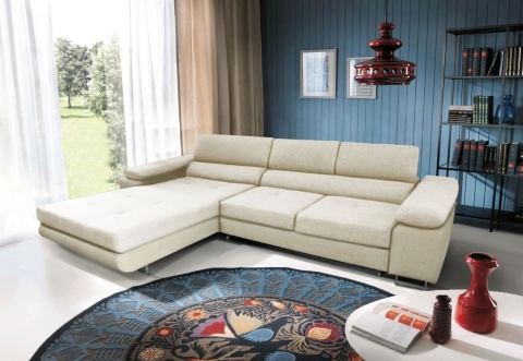 Narożnik do salonu rozkładany Anton Mini L, z pojemnikiem na pościel