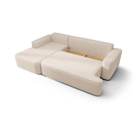 Sofa z funkcją spania Figo lewy, ze schowkiem na pościel
