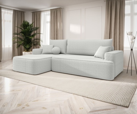Sofa z funkcją spania Figo lewy, ze schowkiem na pościel