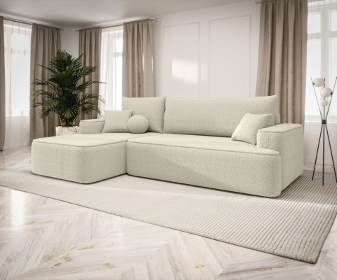 Sofa z funkcją spania Figo lewy, ze schowkiem na pościel
