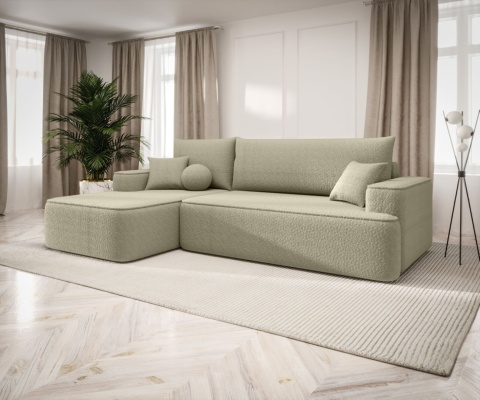 Sofa z funkcją spania Figo lewy, ze schowkiem na pościel