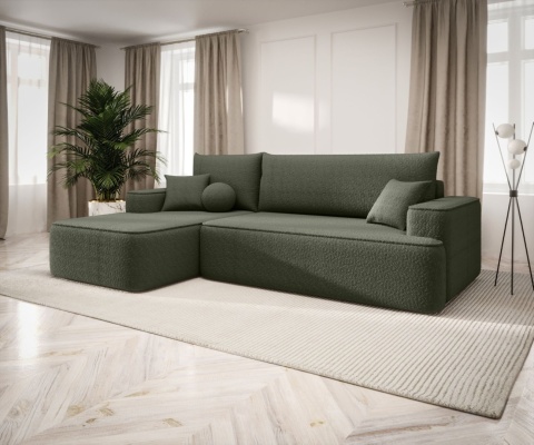 Sofa z funkcją spania Figo lewy, ze schowkiem na pościel
