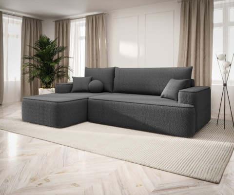 Sofa z funkcją spania Figo lewy, ze schowkiem na pościel