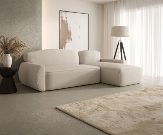 Narożnik ze schowkiem na pościel Lucas prawy i funkcją spania, nowoczesny i wygodny