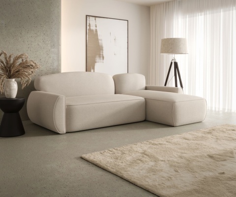 Narożnik ze schowkiem na pościel Lucas prawy i funkcją spania, nowoczesny i wygodny