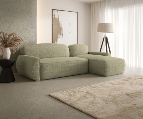 Narożnik ze schowkiem na pościel Lucas prawy i funkcją spania, nowoczesny i wygodny