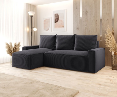 Sofa praktyczna z funkcją spania Savio L, z pojemnikiem na pościel