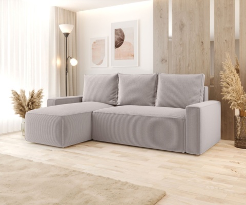 Sofa praktyczna z funkcją spania Savio L, z pojemnikiem na pościel