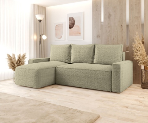 Sofa praktyczna z funkcją spania Savio L, z pojemnikiem na pościel