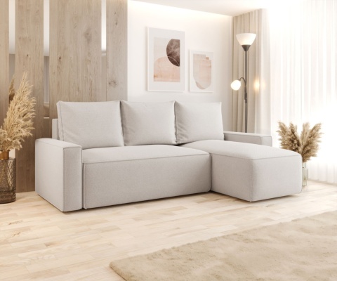 Sofa funkcjonalna z funkcją spania Savio prawy, ze schowkiem na pościel