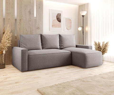 Sofa funkcjonalna z funkcją spania Savio prawy, ze schowkiem na pościel