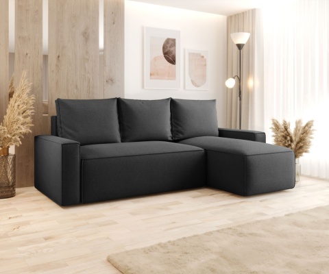 Sofa funkcjonalna z funkcją spania Savio prawy, ze schowkiem na pościel