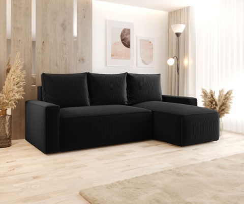 Sofa funkcjonalna z funkcją spania Savio prawy, ze schowkiem na pościel