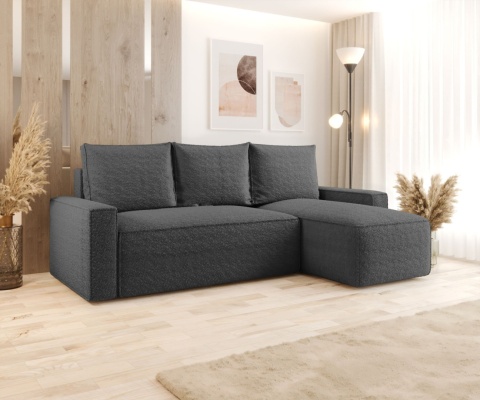 Sofa funkcjonalna z funkcją spania Savio prawy, ze schowkiem na pościel