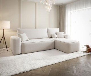 Sofa z funkcją spania Senno prawostronna, ze schowkiem na pościel, wygodna