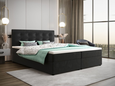 Łóżko podwójne do sypialni Fado 22 ze schowkiem na pościel, pikowane i stylowe