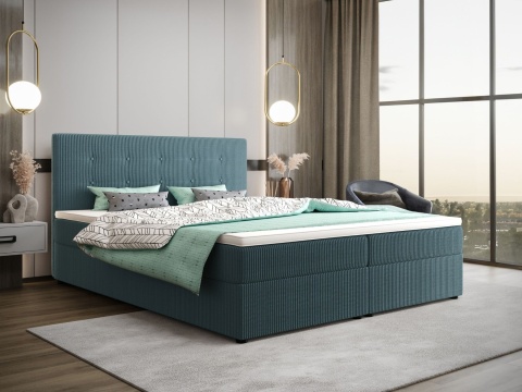 Łóżko podwójne do sypialni Fado 22 ze schowkiem na pościel, pikowane i stylowe