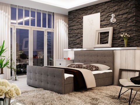 Łóżko podwójne do sypialni z pojemnikiem Milano 2, nowoczesne