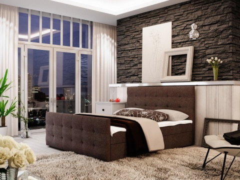 Łóżko podwójne do sypialni z pojemnikiem Milano 2, nowoczesne