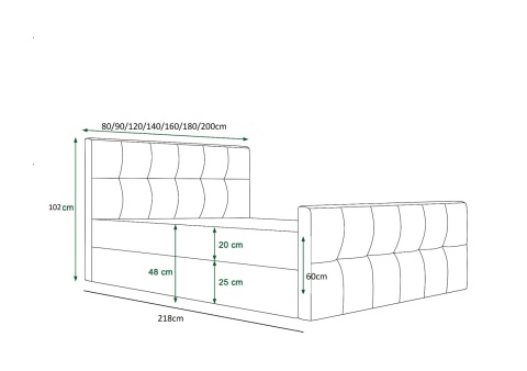 Łóżko podwójne do sypialni z pojemnikiem Milano 2, nowoczesne