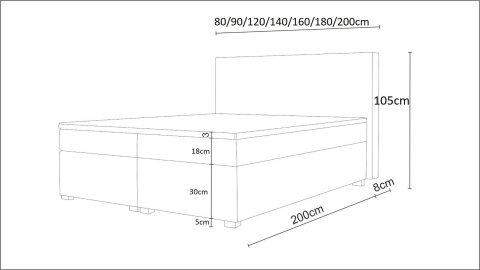 Łóżko podwójne do sypialni Simple z tapicerowaną ramą i pojemnikiem