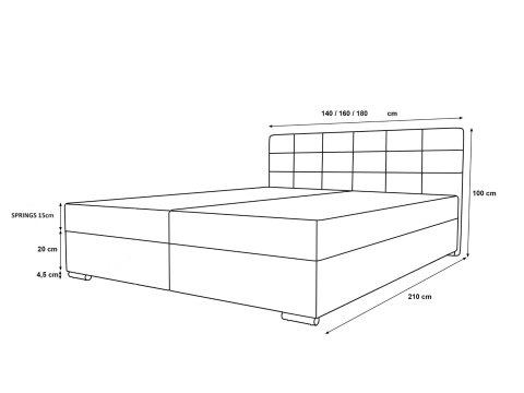 Łóżko podwójne z pojemnikiem na pościel Zilano 2, do sypialni, tapicerowane