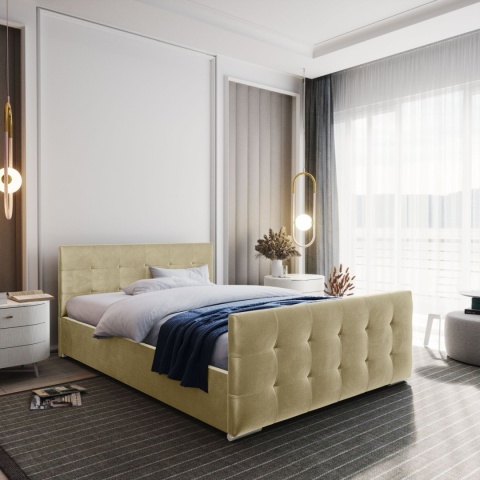 Łóżko pojedyncze Blind, z pojemnikiem i ozdobnym zagłówkiem, do sypialni