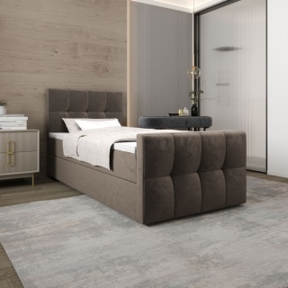 Łóżko pojedyncze Manhattan do sypialni z pojemnikiem, pikowane