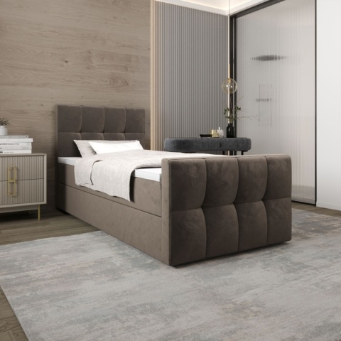 Łóżko pojedyncze Manhattan do sypialni z pojemnikiem, pikowane