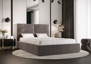 Łóżko pojedyncze do sypialni Apollo,tapicerowane z pojemnikiem na pościel