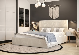 Łóżko pojedyncze do sypialni Elga, z pojemnikiem na pościel