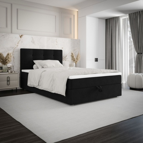 Łóżko pojedyncze do sypialni Fado 11 ze schowkiem na pościel, minimalistyczne i wygodne